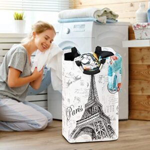 Nander Laundry Basket, Collapsible Fabric Laundry Hamper, Foldable Or Upright Clothes Bag (Paris Eiffel Tower)