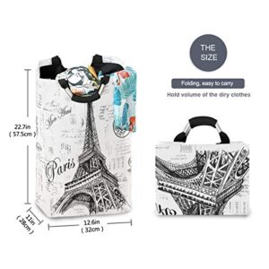 Nander Laundry Basket, Collapsible Fabric Laundry Hamper, Foldable Or Upright Clothes Bag (Paris Eiffel Tower)