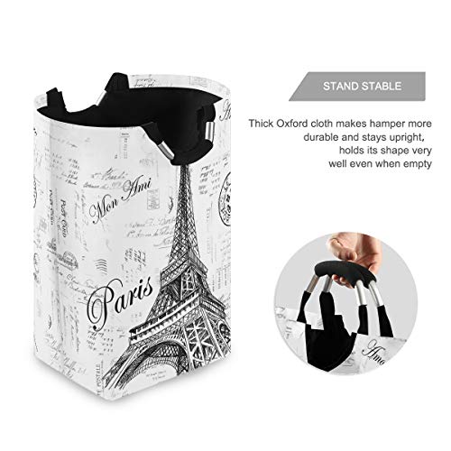 Nander Laundry Basket, Collapsible Fabric Laundry Hamper, Foldable Or Upright Clothes Bag (Paris Eiffel Tower)