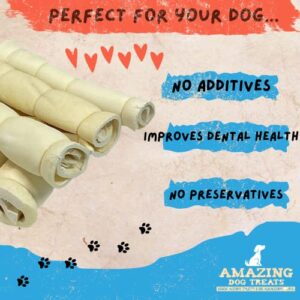 Amazing Dog Treats - Beef Cheek Rolls (6 Inch Regular - 4 Pcs) - No Hide - Safe Rawhide Alternative Dog Chew - Great for Power Chewers - Long Lasting Dog Chew - No Splinters - Retriever Rolls For Dogs