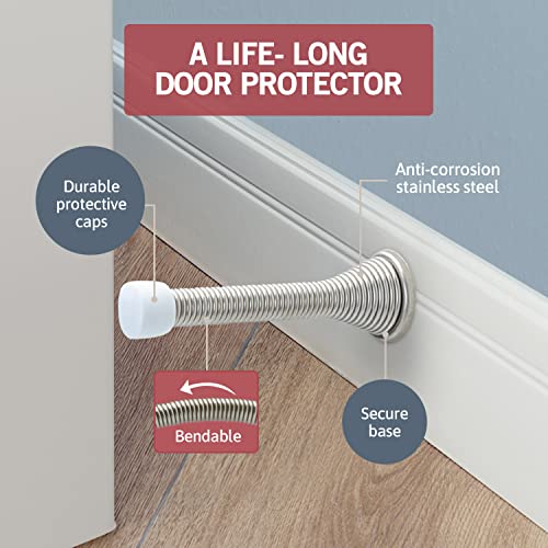 Jack N’ Drill Door Stopper (15 Pack) - 3⅛” Light Duty Spring Door Stop with Flexible Spring and Non-Marking Tip, Door Stops with Finishes to Match Every Home and Office