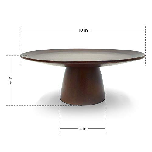 Premium Quality Natural Cake Stand, Cake Stand On Pedestal, Natural Cake Decorating Stand - 100% Natural Ideal for Use at Parties, Weddings, Restaurants (Acacia 10")