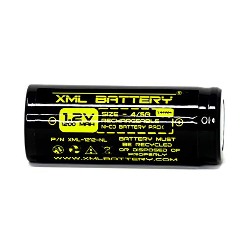 XML Battery (1 Pack ELB-1201N LITHONIA ELB1201N ELB1210N LITHONIA ELB-1210N KR1200AUL SANYO KR-1200AUL 1.2v 1200mAh Ni-CD Battery Replacement for Exit Sign Emergency Light