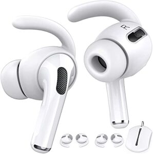 ahastyle 3 pairs airpods pro ear hooks covers [added storage pouch] anti-slip ear covers accessories compatible with apple airpods pro (white)