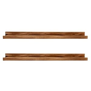 azsky 48 inches long wood photo picture ledge shelf with lip floating shelves for nursery books set of 2 rustic wall shelf for kids bedroom office bathroom living room frames
