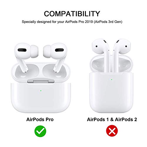 AirPods Pro Silicone Case, JelyTech Protective Shockproof Case Cover with Keychain Set for 2019 AirPods pro Charging Case [LED Visible] (Light Purple)