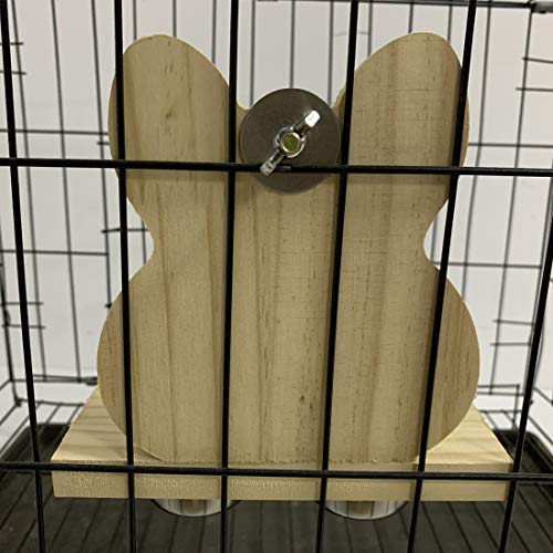 Hamiledyi Parrot Mirror Toy with Stainless Steel Feeding Cups Bird Wooden Frames with Cage Perch for Macaw African Greys Budgies Parakeet Cockatiels Conure Lovebird Finch