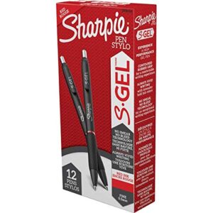 sharpie s-gel 2096166 s-gel retractable gel pen, fine 0.5 mm, red ink, black barrel, dozen