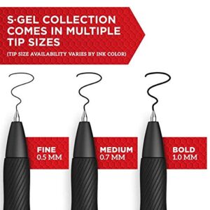 SHARPIE S-Gel 2096166 S-Gel Retractable Gel Pen, Fine 0.5 Mm, Red Ink, Black Barrel, Dozen