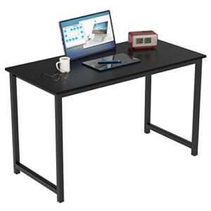 halter extra long computer desk for home office, 47" modern, pc, laptop office desk, for gaming, studying, working sturdy writing table and crafting table, easy assembly, black desk, black frame