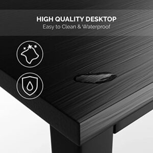 Halter Extra Long Computer Desk for Home Office, 47" Modern, PC, Laptop Office Desk, for Gaming, Studying, Working Sturdy Writing Table and Crafting Table, Easy Assembly, Black Desk, Black Frame