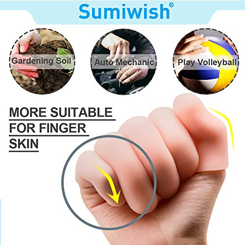 Sumiwish Breathable Finger Caps Finger Covers, Silicone Finger Sleeves, Gel Finger Cots for Finger Toe Cracking, Eczema, Blisters, Corns, Broken Toe (10 Count (Pack of 1), Flesh-Colored)