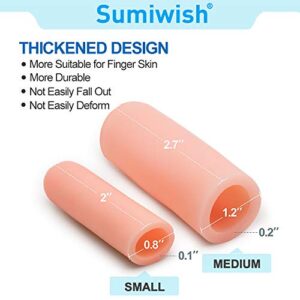 Sumiwish Breathable Finger Caps Finger Covers, Silicone Finger Sleeves, Gel Finger Cots for Finger Toe Cracking, Eczema, Blisters, Corns, Broken Toe (10 Count (Pack of 1), Flesh-Colored)