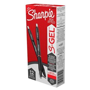 sharpie s-gel 2096136 s-gel retractable gel pen, bold 1 mm, red ink, black barrel, dozen