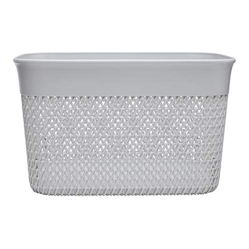 Life Story Lightweight Heavy Duty Trendy Portable Storage Woven Basket 16 Quarts, Grey (4 Pack)