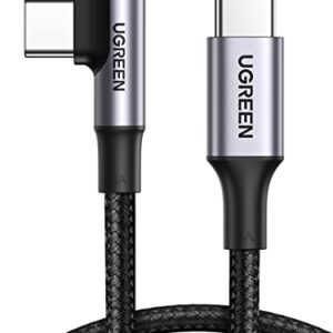 UGREEN 100W USB C Cable 90 Degree Type C Charging Cable Compatible with MacBook Pro 2022, iPad Pro 2022, Elitebook, Dell XPS, Samsung Galaxy S23/S22/Z Fold, Pixel, PS5, Switch, etc. 6.6FT