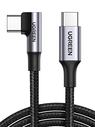 UGREEN 100W USB C Cable 90 Degree Type C Charging Cable Compatible with MacBook Pro 2022, iPad Pro 2022, Elitebook, Dell XPS, Samsung Galaxy S23/S22/Z Fold, Pixel, PS5, Switch, etc. 6.6FT