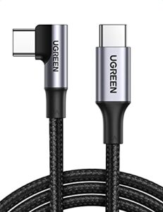 ugreen 100w usb c cable 90 degree type c charging cable compatible with macbook pro 2022, ipad pro 2022, elitebook, dell xps, samsung galaxy s23/s22/z fold, pixel, ps5, switch, etc. 6.6ft
