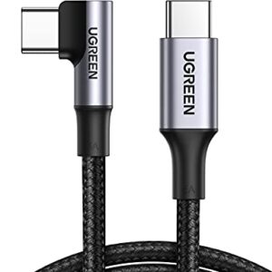 UGREEN 100W USB C Cable 90 Degree Type C Charging Cable Compatible with MacBook Pro 2022, iPad Pro 2022, Elitebook, Dell XPS, Samsung Galaxy S23/S22/Z Fold, Pixel, PS5, Switch, etc. 6.6FT