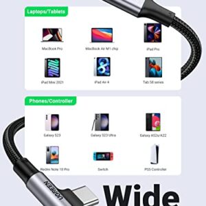 UGREEN 100W USB C Cable 90 Degree Type C Charging Cable Compatible with MacBook Pro 2022, iPad Pro 2022, Elitebook, Dell XPS, Samsung Galaxy S23/S22/Z Fold, Pixel, PS5, Switch, etc. 6.6FT