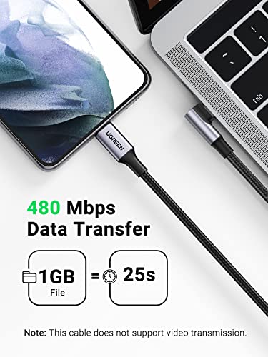 UGREEN 100W USB C Cable 90 Degree Type C Charging Cable Compatible with MacBook Pro 2022, iPad Pro 2022, Elitebook, Dell XPS, Samsung Galaxy S23/S22/Z Fold, Pixel, PS5, Switch, etc. 6.6FT