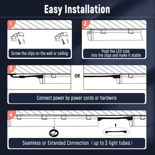 SHINESTAR 4-Pack LED Shop Light 4FT, Plug in, 40w 5000LM 5000K Daylight, Linkable T8 Tube Lights for Garage, Workshop, Basement