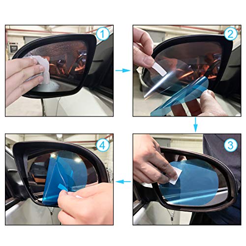 X AUTOHAUX 2pcs Oval Car Rearview Mirror Nano Film Anti Rain Waterproof Side Window Clear Protective Sticker 130mm x 95mm