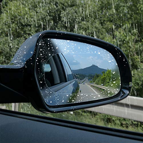 X AUTOHAUX 2pcs Oval Car Rearview Mirror Nano Film Anti Rain Waterproof Side Window Clear Protective Sticker 130mm x 95mm
