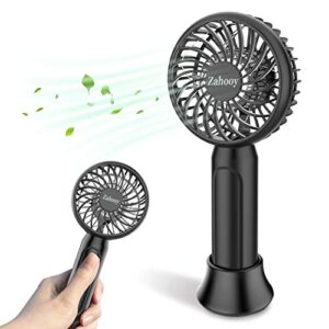 zahooy mini handheld fan,small personal desk fan,usb rechargeable battery operated portable fan with 4 adjustable speeds,strong wind cooling fans for office travel outdoor camping home fitness(black)