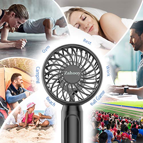 Zahooy Mini Handheld Fan,Small Personal Desk Fan,USB Rechargeable Battery Operated Portable Fan with 4 Adjustable Speeds,Strong Wind Cooling Fans for Office Travel Outdoor Camping Home Fitness(Black)