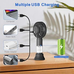 Zahooy Mini Handheld Fan,Small Personal Desk Fan,USB Rechargeable Battery Operated Portable Fan with 4 Adjustable Speeds,Strong Wind Cooling Fans for Office Travel Outdoor Camping Home Fitness(Black)