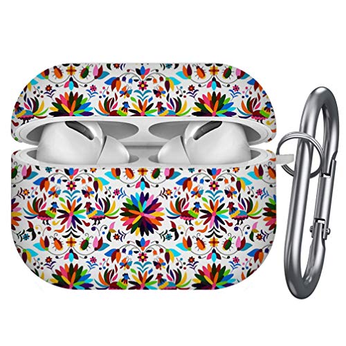 Art-Strap Protective Case, Compatible with AirPods Pro - Shockproof Soft TPU Gel Case Cover with Keychain Carabiner Replacement for Apple AirPods Pro (Mexican Otomi Style)