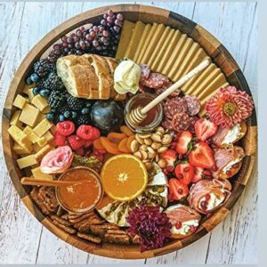 Kalmar Home Round Serving Tray | Charcuterie Board | Acacia Wood | Environmentally Friendly | 13 in