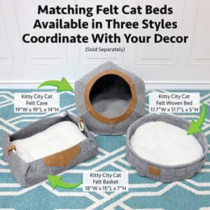 Kitty City Felt Round Bed, Warm and Cozy cat Bed, Gray