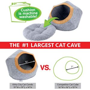 Kitty City Felt Round Bed, Warm and Cozy cat Bed, Gray