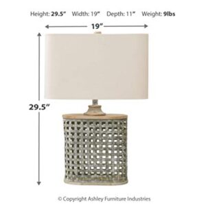 Signature Design by Ashley Deondra Contemporary 29" Round Galvanized Metal Single Table Lamp, Gray