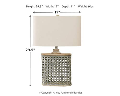 Signature Design by Ashley Deondra Contemporary 29" Round Galvanized Metal Single Table Lamp, Gray