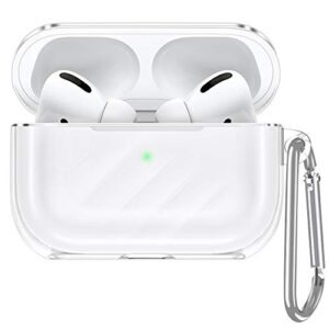 esr upgrade clear carrying case for airpods pro case 2019, air ripple protective tpu cover with keychain [won't affect wireless charging] [visible front led] [dust & shock-resistant], clear