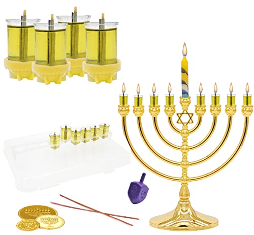 Hanukkah Pre-Filled Olive Oil Glass Cup Candles, 2.5 Hours, 100 Percent Olive Oil Pre-Filled Ready to Use - 44 Cups for All 8 Nights of Hanukkah