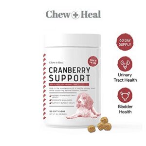 Chew + Heal UTI Treatment Cranberry Chews for Dogs - 120 Soft Chews - Supports Healthy Urinary Tract and Bladder Function - Corrects Imbalances - with Echinacea and Vitamin C