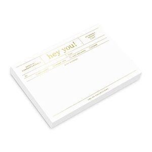 bliss collections desk notes and messages, gold foil,"hey you" notepad to send reminders, thank you notes, urgent correspondence or just because, 4"x6" tear-off sheets (50 sheets)