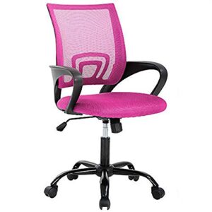 meet perfect mid-back desk office chair, ergonomic modern computer chair with lumbar support and armrest, adjustable executive task chair for home, study and meeting room- mesh back, swivels (pink)