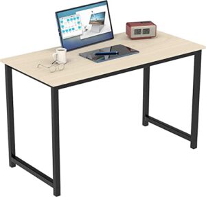 halter extra long computer desk for home office, 47" modern, pc, laptop office desk, for gaming, studying, working sturdy writing table and crafting table, easy assembly, walnut desk, black frame