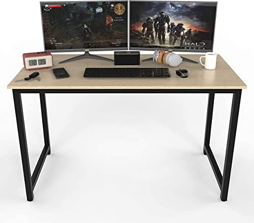 Halter Extra Long Computer Desk for Home Office, 47" Modern, PC, Laptop Office Desk, for Gaming, Studying, Working Sturdy Writing Table and Crafting Table, Easy Assembly, Walnut Desk, Black Frame