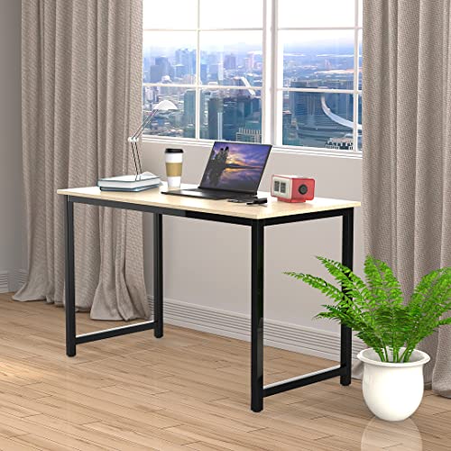 Halter Extra Long Computer Desk for Home Office, 47" Modern, PC, Laptop Office Desk, for Gaming, Studying, Working Sturdy Writing Table and Crafting Table, Easy Assembly, Walnut Desk, Black Frame