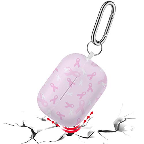 Art-Strap Protective Case, Compatible with AirPods Pro - Shockproof Soft TPU Gel Case Cover with Keychain Carabiner Replacement for Apple AirPods Pro (Breast Cancer Awareness Pink Ribbon)