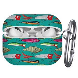 art-strap protective case, compatible with airpods pro - shockproof soft tpu gel case cover with keychain carabiner replacement for apple airpods pro (pop colorful fishing lures)