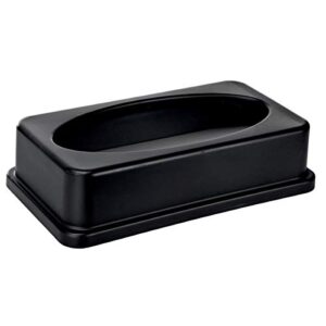 alpine industries slim trash can lid - compact garbage bin cover - durable slender varied plastic top minimize odors and keep litter inside and unseen - drop shot lid - black