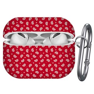 [ compatible with airpods pro ] shockproof soft tpu gel case cover with keychain carabiner for apple airpods (red bandana traditional)