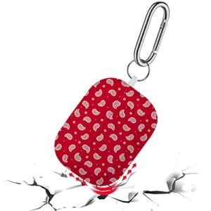 [ Compatible with AirPods Pro ] Shockproof Soft TPU Gel Case Cover with Keychain Carabiner for Apple AirPods (Red Bandana Traditional)